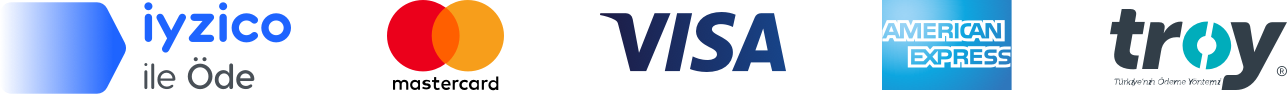 iyzico, Mastercard, Visa, American Express ve troy ile güvenli ödeme